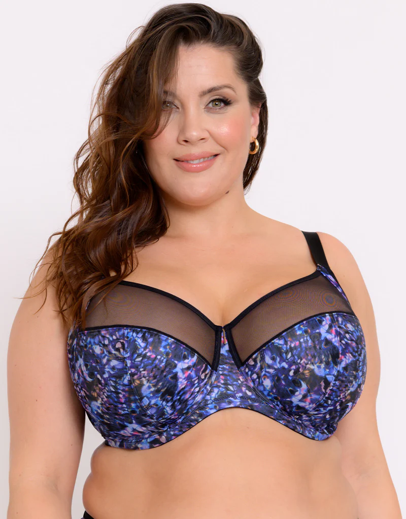Adella Athena Aura Full Cup Side Support Bra Black/Blue Print - Image 3