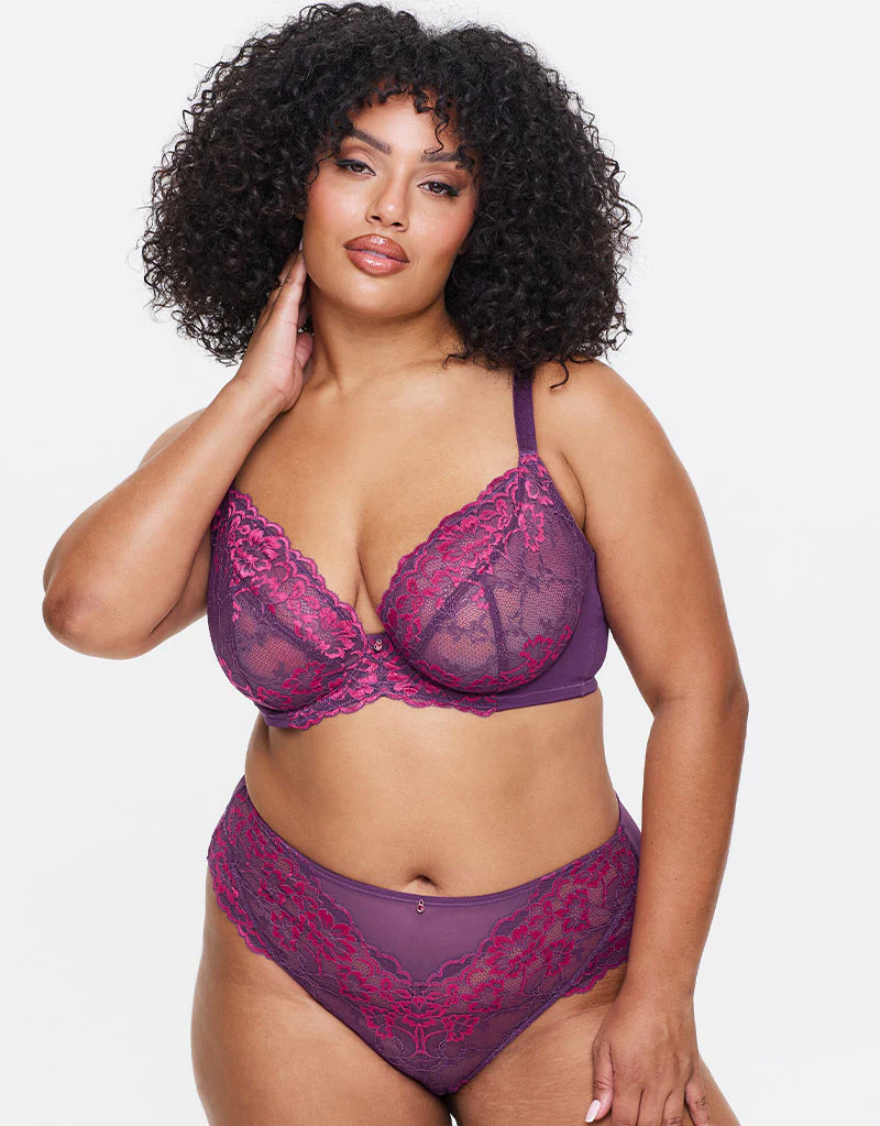 Ann Summers Sexy Lace Plunge Bra Dark Purple