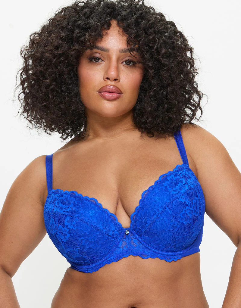 Ann Summers Sexy Lace Padded Plunge Bra Greek Blue - Image 3