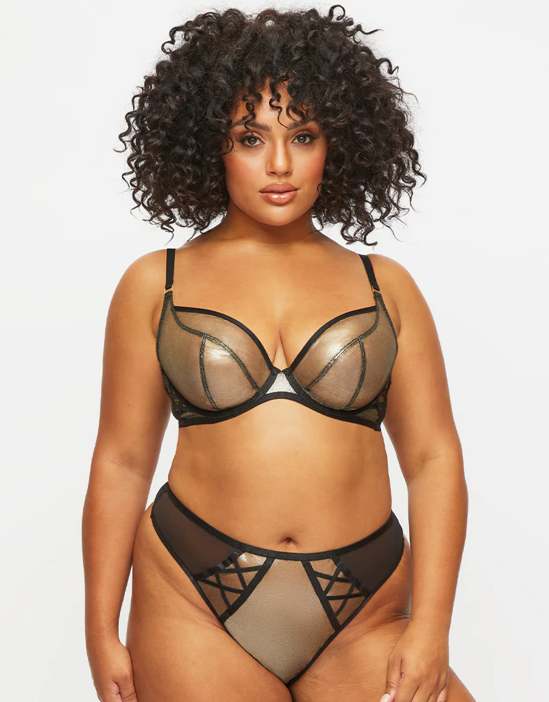 Ann Summers The Palazzo Shine Brazilian Brief Black/Gold - Image 4