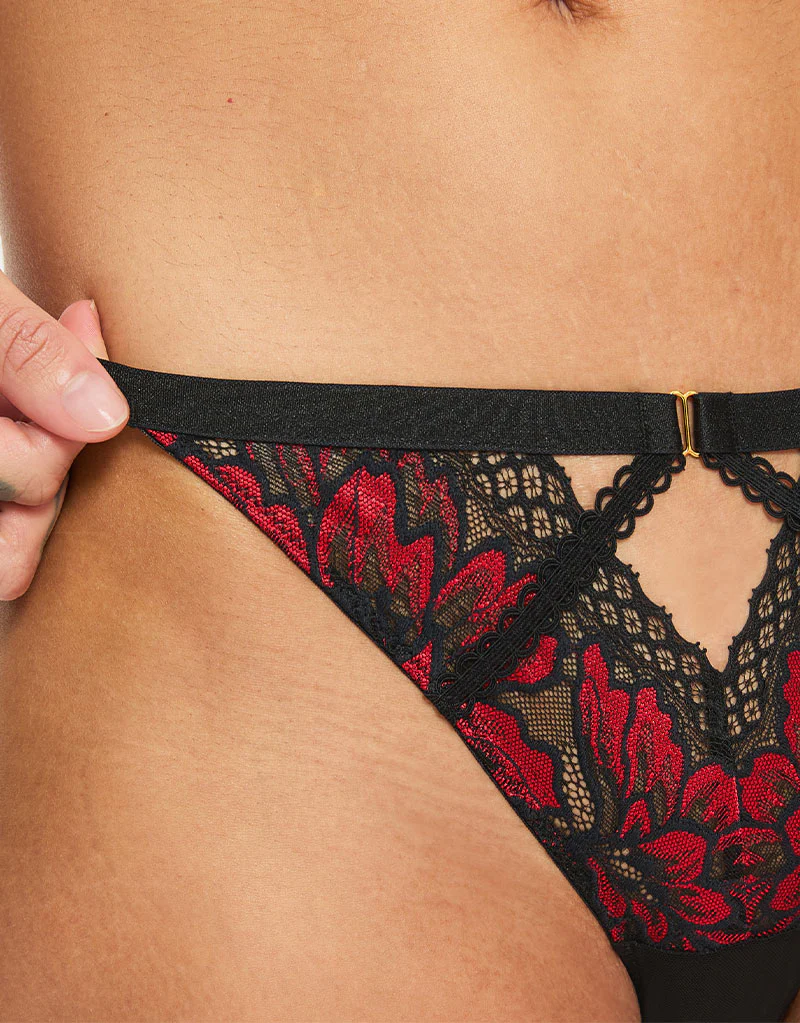 Ann Summers Yours Truly Brazilian Brief Black/Red - Image 2