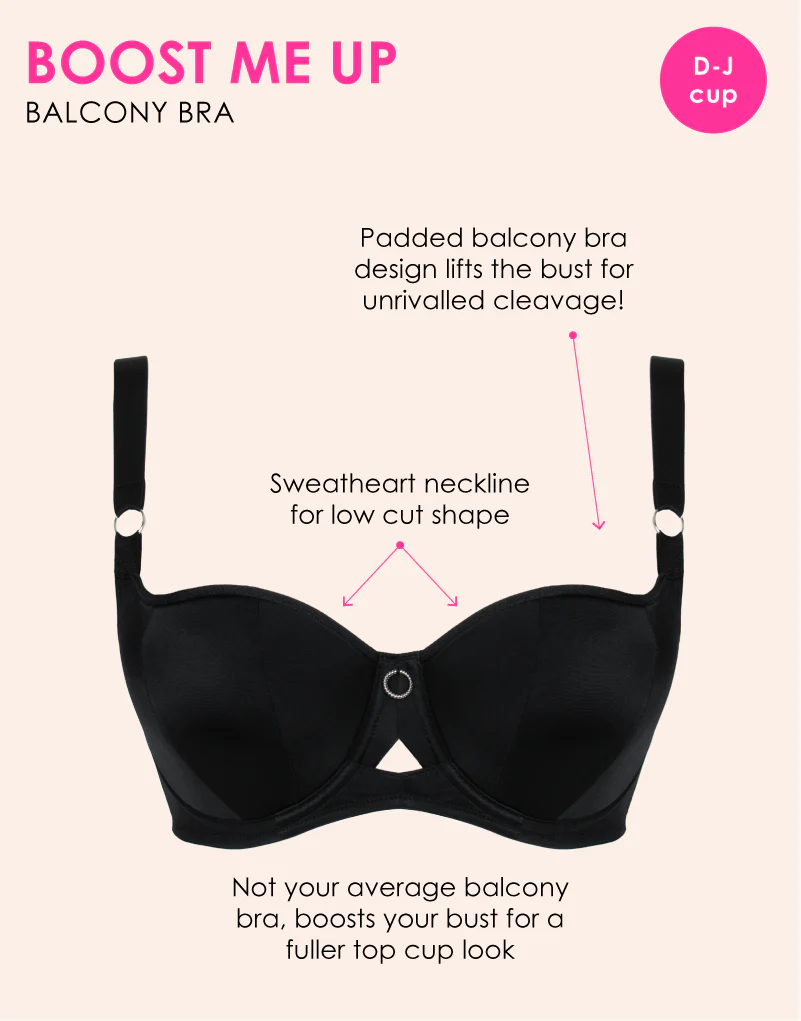 Curvy Kate Boost Me Up Padded Balcony Bra Black - Image 3