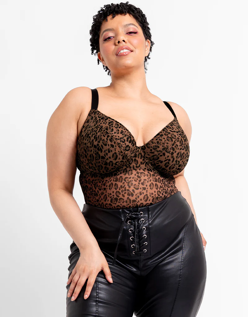 Curvy Kate Cool Cat Plunge Body Leopard Brown - Image 8