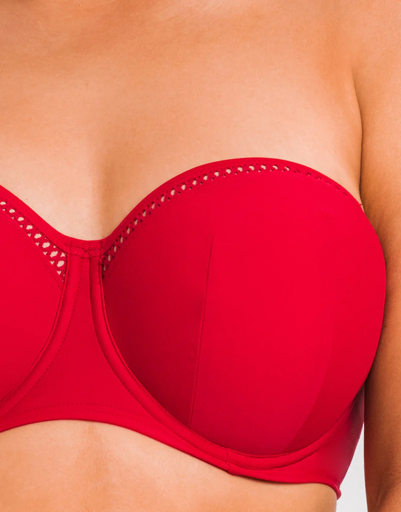 Curvy Kate First Class Bandeau Strapless Multiway Bikini Top Red - Image 6