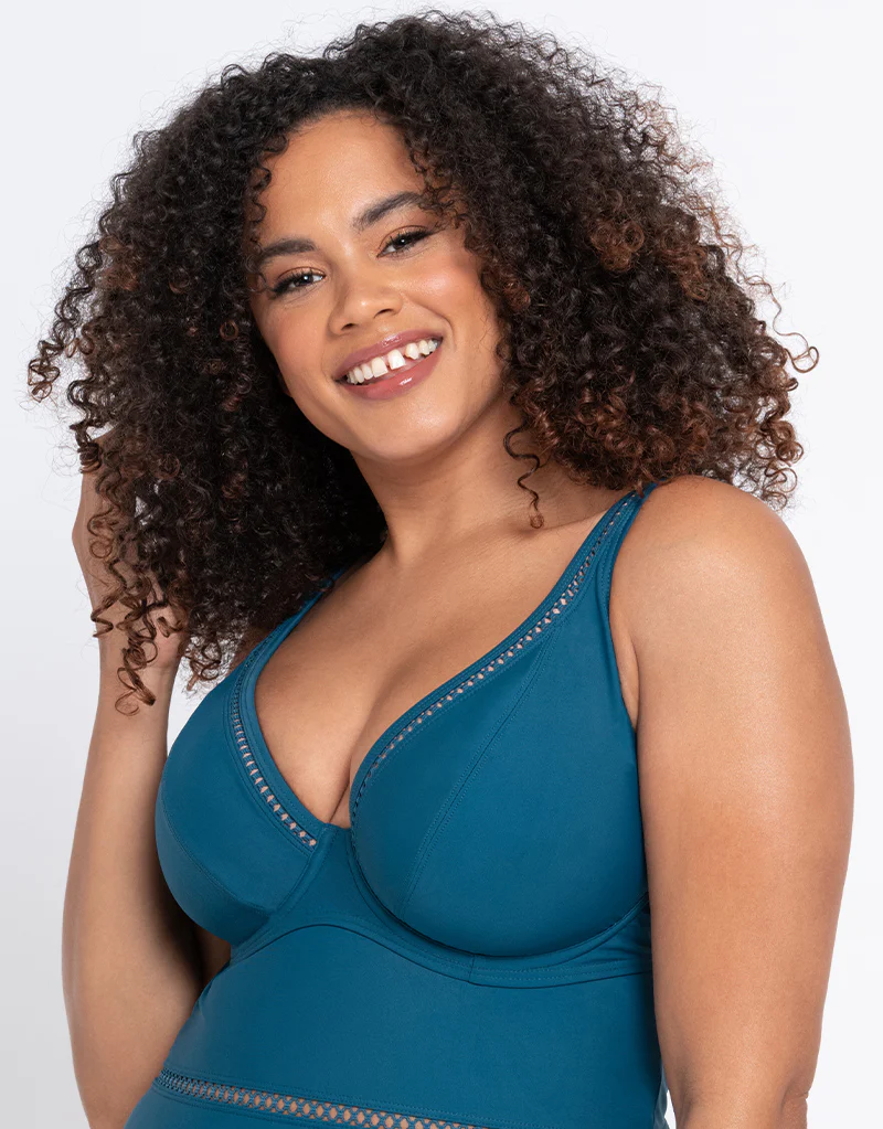 Curvy Kate First Class Multiway Plunge Swimsuit Deep Teal - Image 3