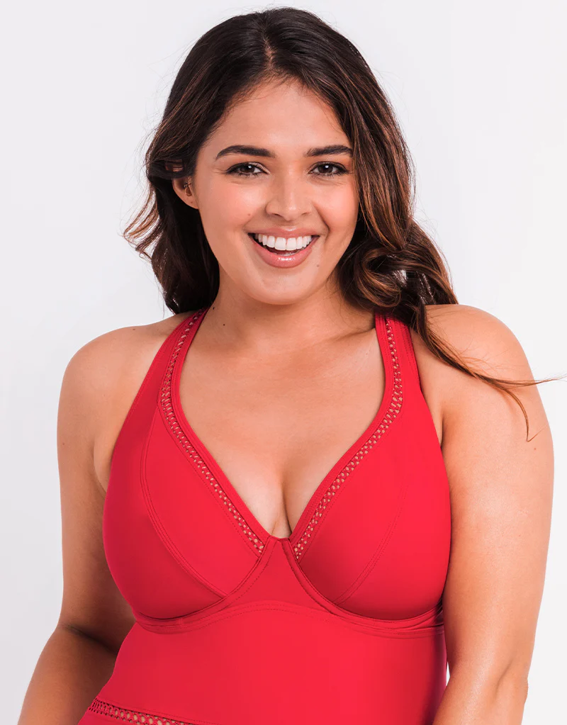 Curvy Kate First Class Multiway Plunge Swimsuit Red - Image 3