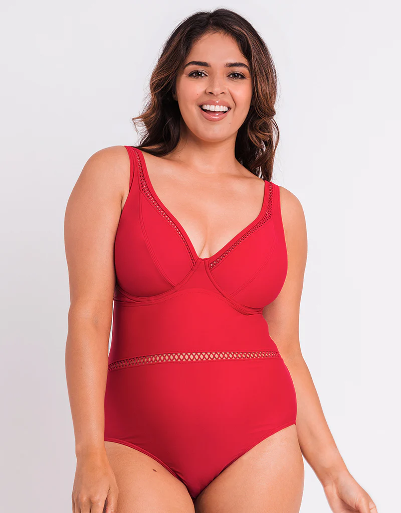 Curvy Kate First Class Multiway Plunge Swimsuit Red - Image 7