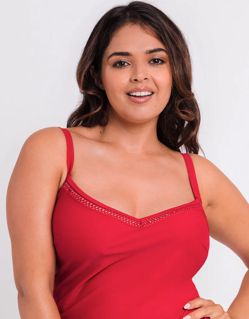 Curvy Kate First Class Plunge Tankini Multiway Top Red - Image 3