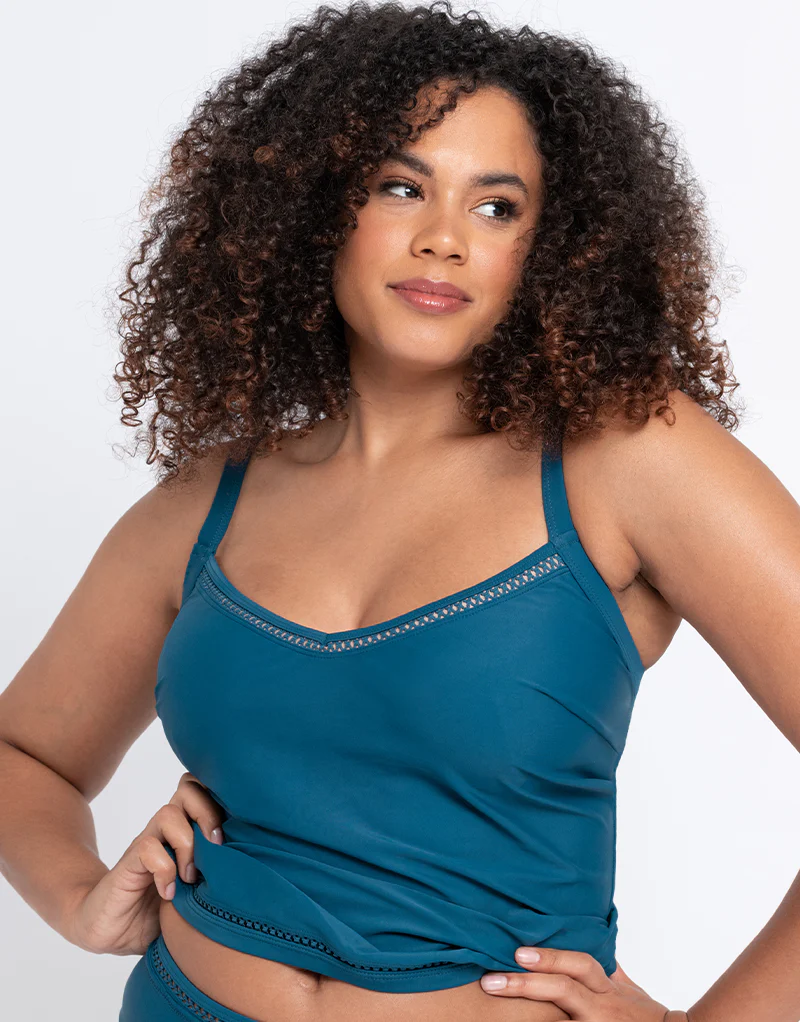 Curvy Kate First Class Plunge Tankini Multiway Top Deep Teal - Image 3
