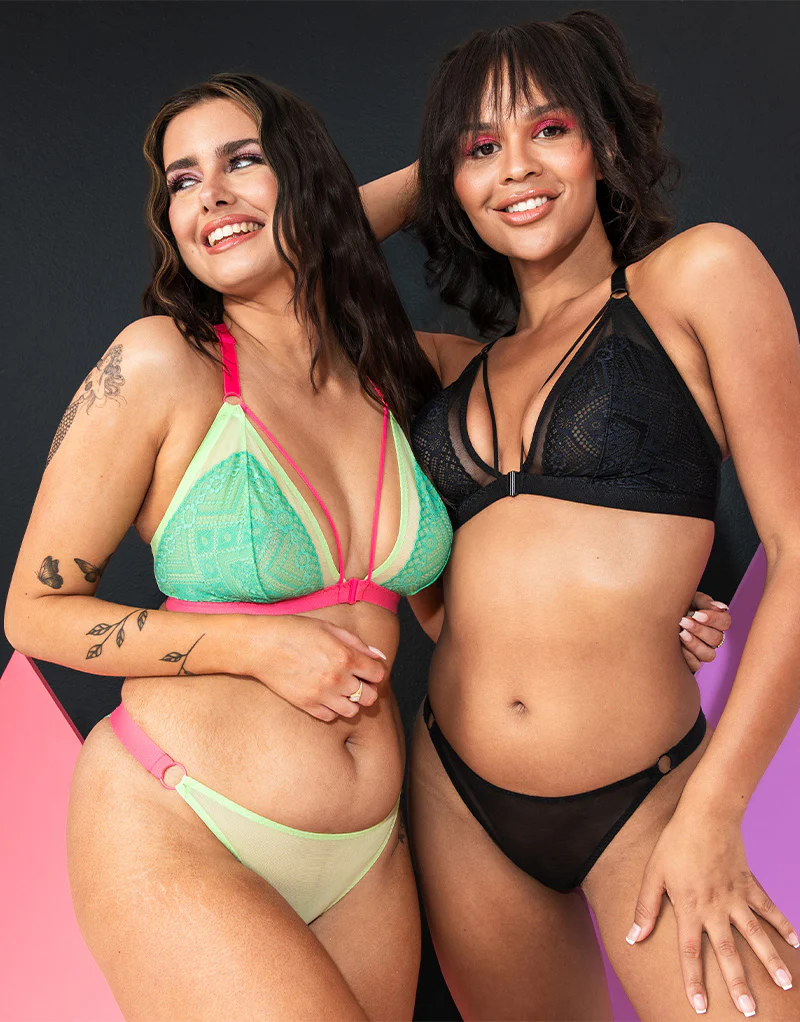 Curvy Kate Front and Centre Non-Wired Bralette Mint/Pink - Image 10