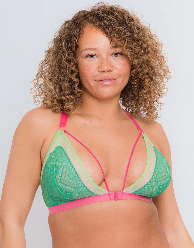 Curvy Kate Front and Centre Non-Wired Bralette Mint/Pink - Image 3