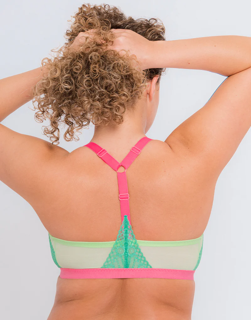 Curvy Kate Front and Centre Non-Wired Bralette Mint/Pink - Image 5