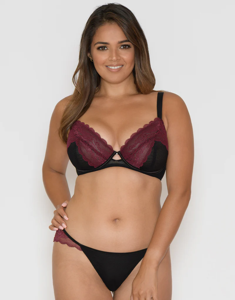Curvy Kate In Love with Lace Plunge Bra Black/Wine - Image 7