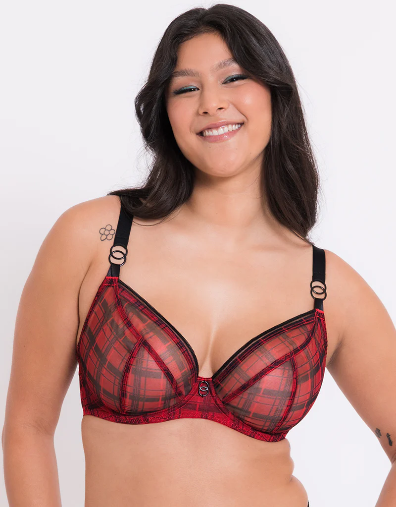 Curvy Kate Lifestyle Plunge Bra Check Print - Image 3