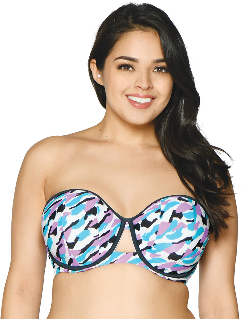 Curvy Kate Miami Heat Padded Bandeau Bikini Top Print Mix - Image 3