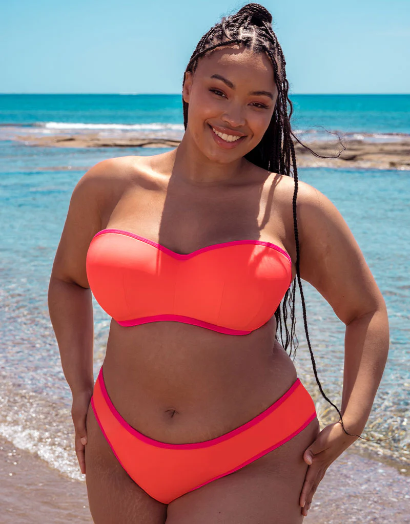 Curvy Kate Minimalist Bandeau Strapless Multiway Bikini Top Coral/Pink - Image 2