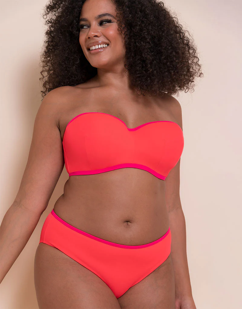 Curvy Kate Minimalist Bandeau Strapless Multiway Bikini Top Coral/Pink - Image 7