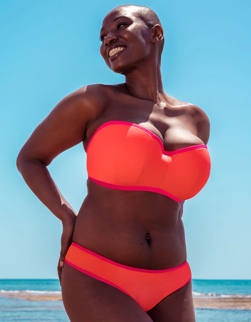 Curvy Kate Minimalist Bandeau Strapless Multiway Bikini Top Coral/Pink - Image 9