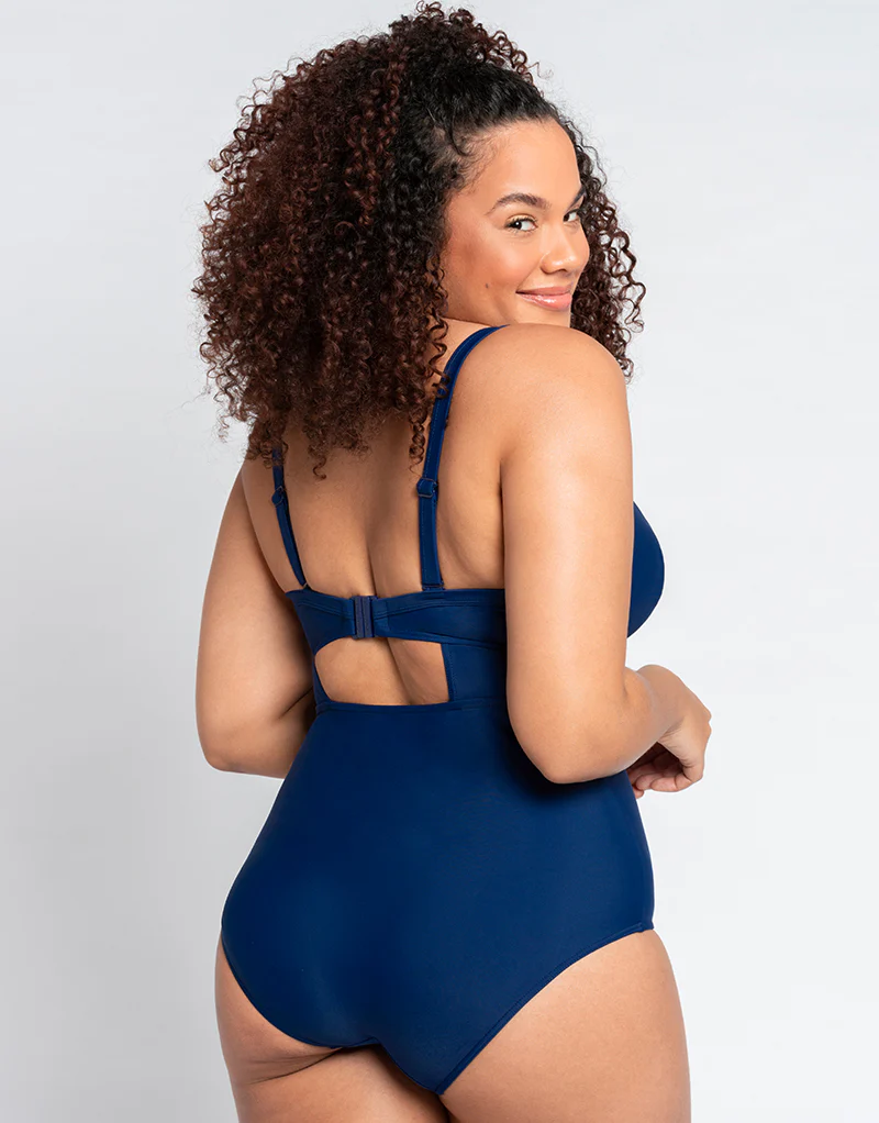 Curvy Kate Retro Sun Padded Plunge Swimsuit Navy - Image 6