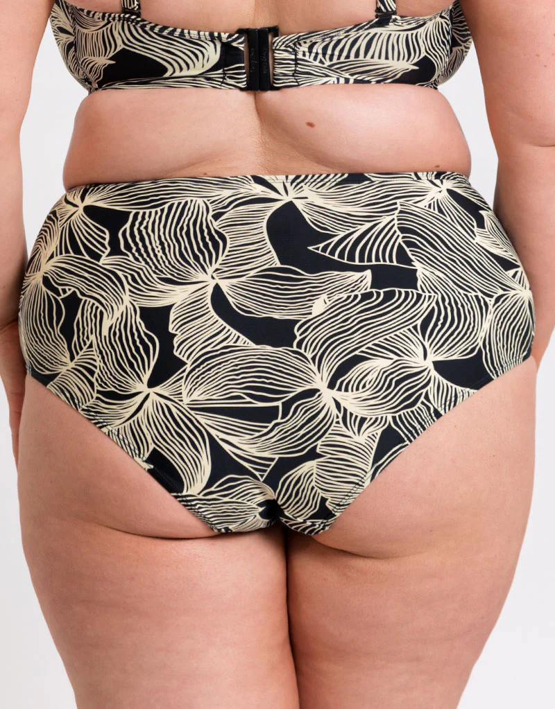 Curvy Kate Ripple Reef High Waist Bikini Brief Black Print - Image 2