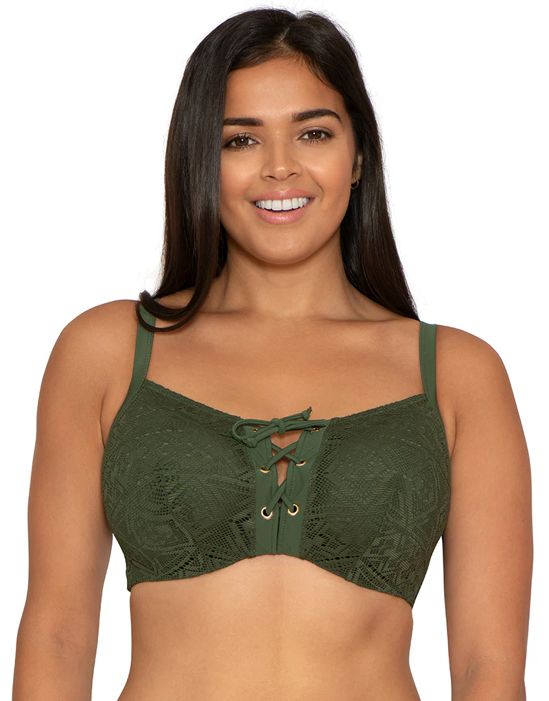 Curvy Kate Rush Padded Plunge Bikini Top Olive - Image 3