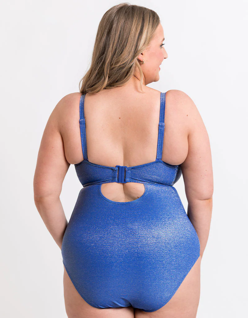 Curvy Kate Sapphire Seas Bandeau Strapless Multiway Swimsuit Blue Sparkle - Image 5