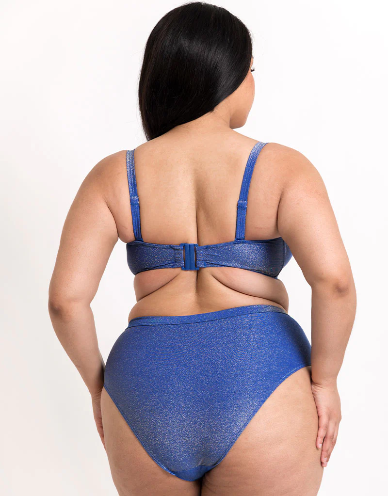 Curvy Kate Sapphire Seas High Waist Bikini Brief Blue Sparkle - Image 4