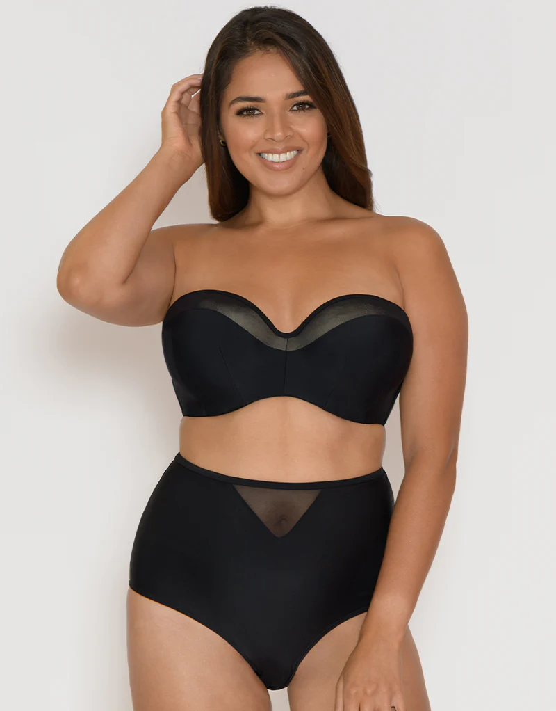 Curvy Kate Sheer Class High Waist Bikini Brief Black - Image 3