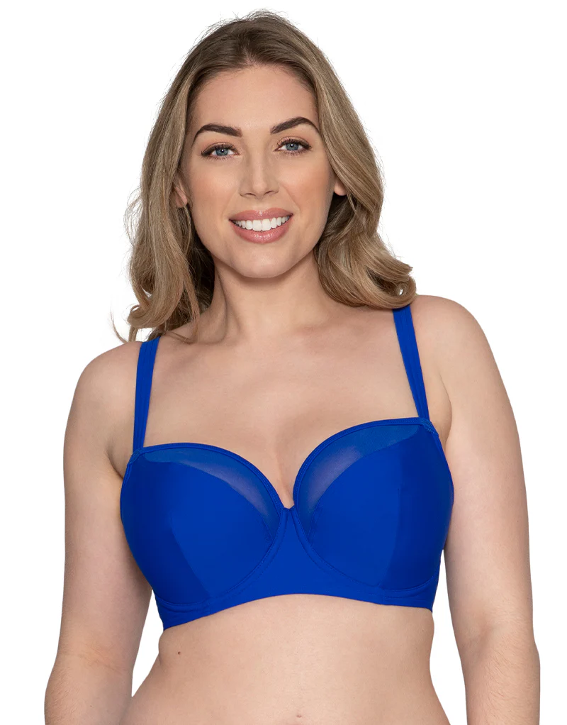 Curvy Kate Sheer Class Padded Balcony Bikini Top Cobalt - Image 4