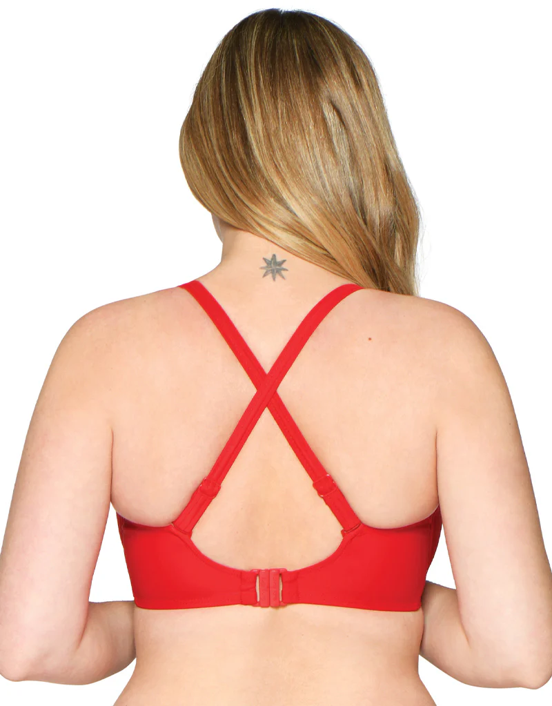 Curvy Kate Sheer Class Padded Balcony Bikini Top Red - Image 5