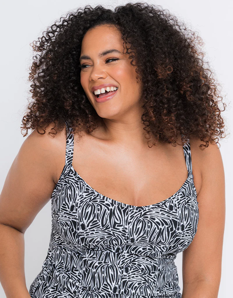 Curvy Kate Sundown Plunge Tankini Multiway Top Black Print - Image 3