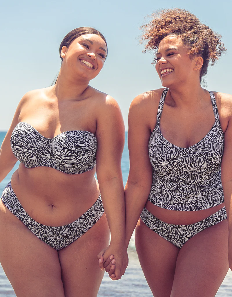 Curvy Kate Sundown Plunge Tankini Multiway Top Black Print - Image 9