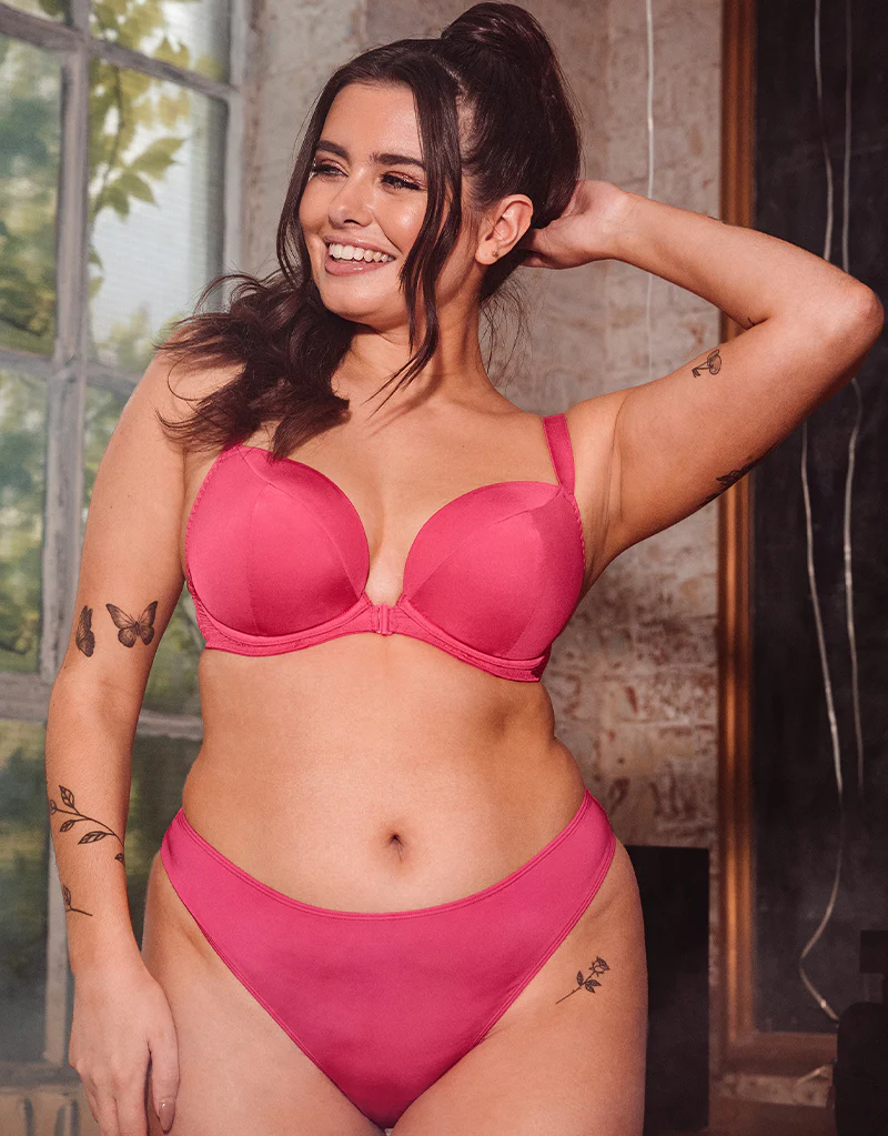 Curvy Kate Superplunge Kiss Padded Plunge Bra Hot Pink - Image 2