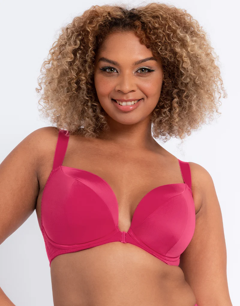 Curvy Kate Superplunge Kiss Padded Plunge Bra Hot Pink - Image 3
