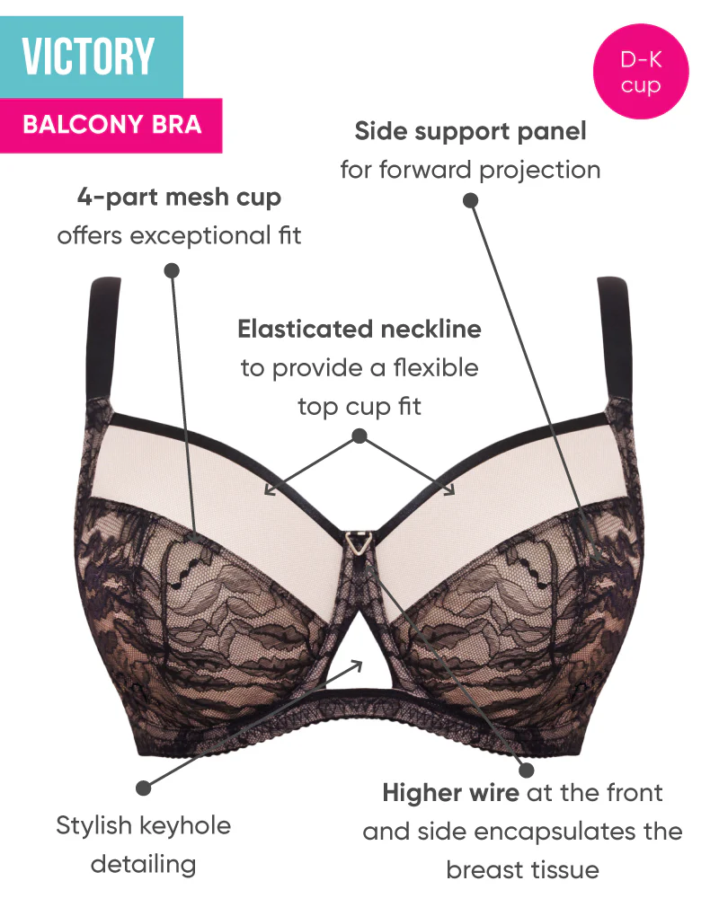 Curvy Kate Victory Allure Balcony Bra Black/Blush - Image 7