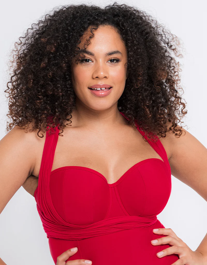 Curvy Kate Wrapsody Bandeau Strapless Multiway Swimsuit Red - Image 4