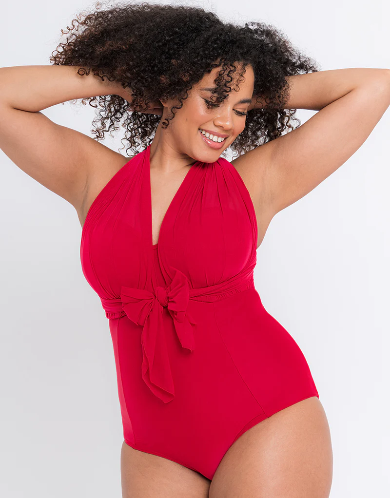 Curvy Kate Wrapsody Bandeau Strapless Multiway Swimsuit Red - Image 9
