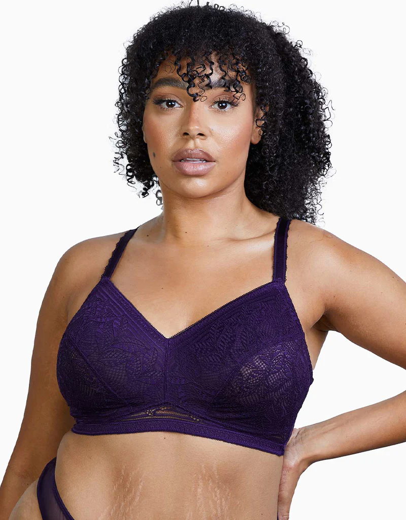Deja Day Emma Ultimate Comfort Day Wear Lace Wireless Bra Vine Purple - Image 3