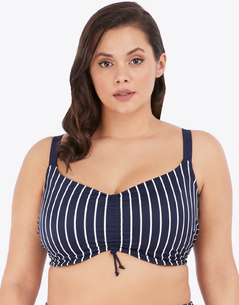 Elomi Plain Sailing Crop Bikini Top Midnight Stripe - Image 3
