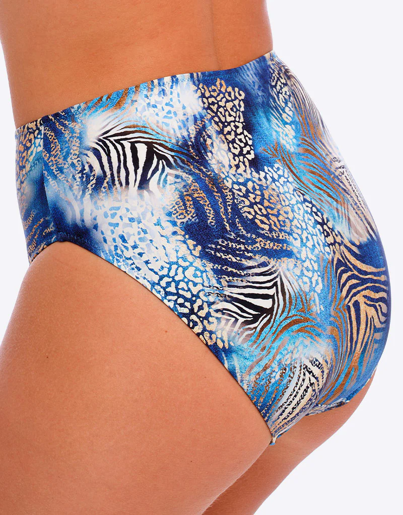 Fantasie Seraya Sands High Waist Bikini Brief Denim Blue Print - Image 2