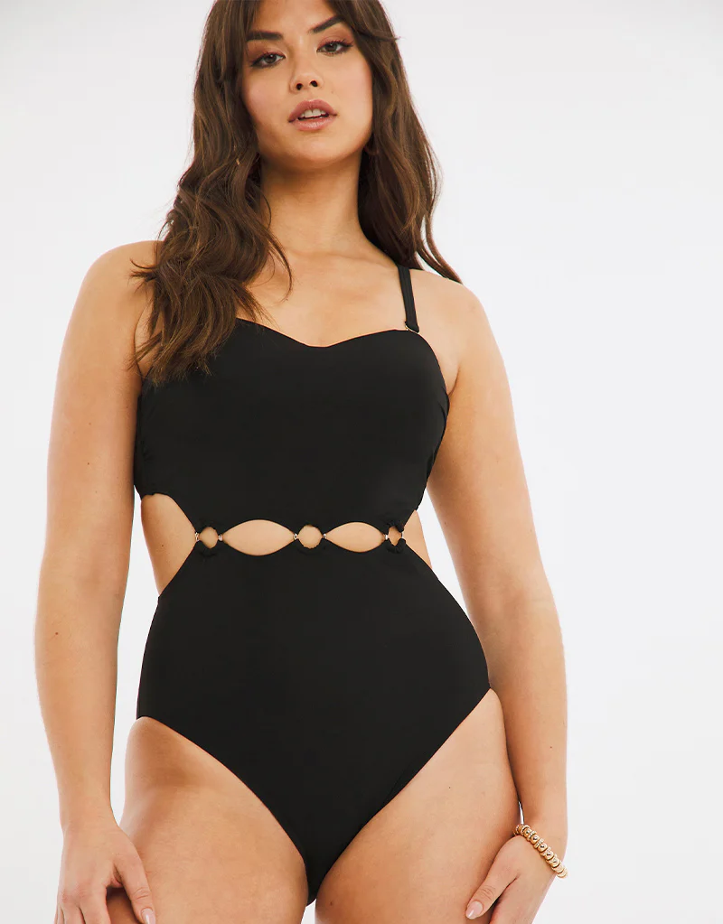 Figleaves Serengeti Ring Detail Swimsuit Black - Image 2