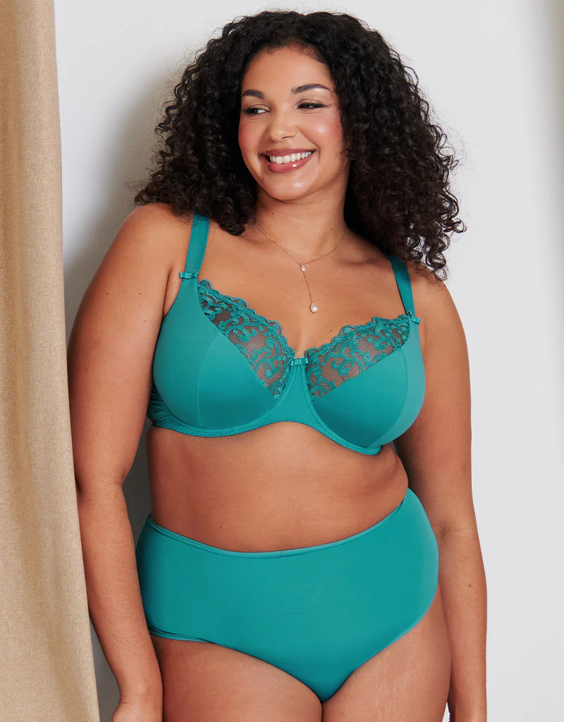 Flirtelle Swirl Balcony Bra Teal Blue - Image 2