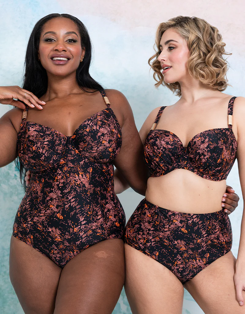 Flirtelle Maya Bay Balcony Swimsuit Black Print - Image 8