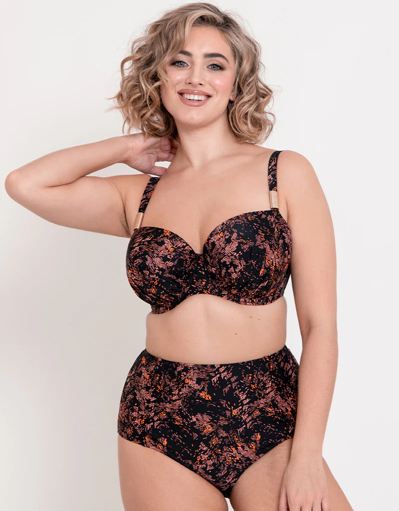 Flirtelle Maya Bay High Waist Bikini Brief Black Print - Image 3