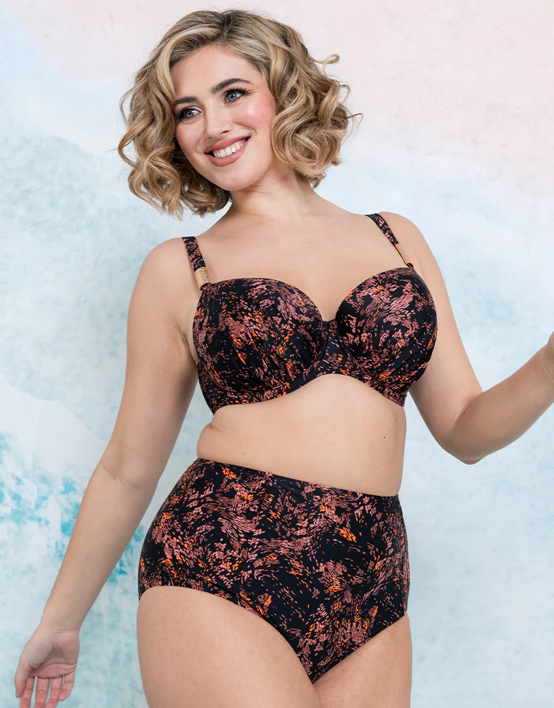 Flirtelle Maya Bay High Waist Bikini Brief Black Print - Image 5