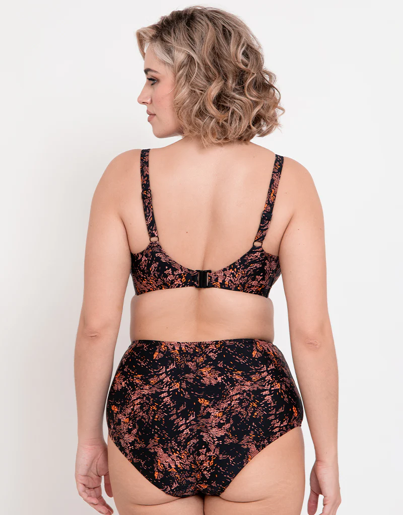 Flirtelle Maya Bay Padded Balcony Bikini Top Black Print - Image 6