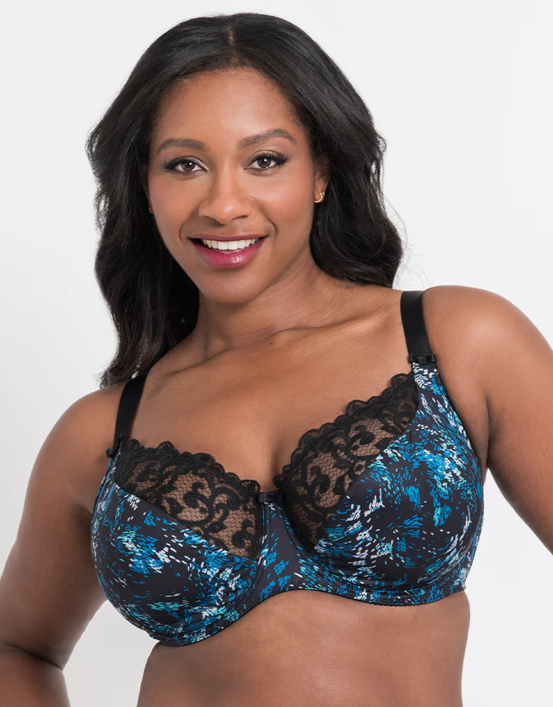 Flirtelle Swirl Balcony Bra Black/Blue Print - Image 3