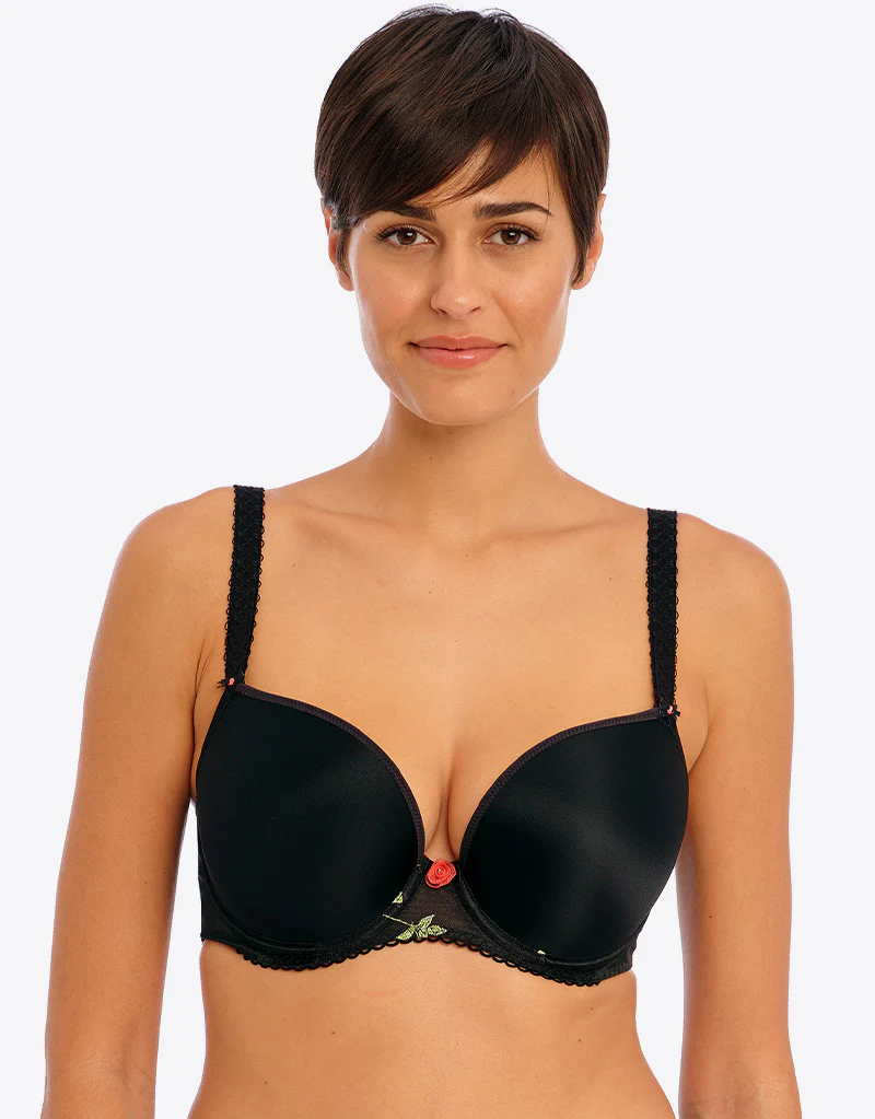 Freya Rose Blossom Moulded Plunge T-shirt Bra Black - Image 3