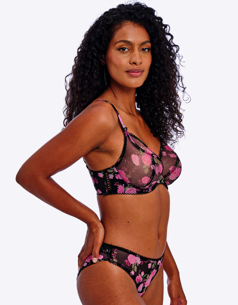 Freya Rose Blossom Plunge Bra Black Rose Print - Image 7