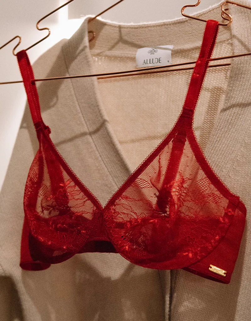 Gossard Glossies Lace Sheer Bra Bordeaux - Image 10